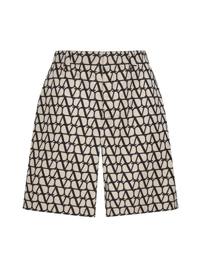 Valentino Shorts In St. Toile Iconograph Beige Ner