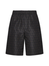 Valentino Iconographic Print Bermuda Shorts In St. Toile Iconograph Ebano Ner