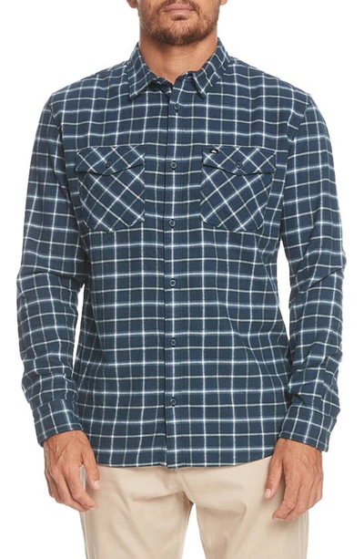 Quiksilver Dulsie Regular Fit Windowpane Plaid Stretch Cotton Flannel Button-up Shirt In Navy Academy