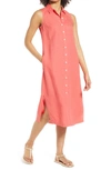 Tommy Bahama Tommy Bahaha Two Palms Linen Shirtdress In Pure Coral