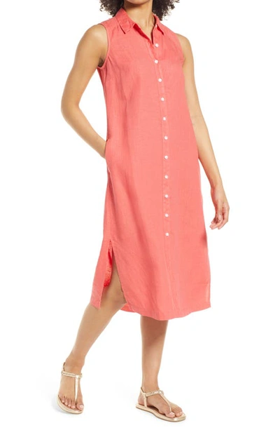 Tommy Bahama Tommy Bahaha Two Palms Linen Shirtdress In Pure Coral