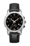 Hamilton Jazzmaster Thinline Chronograph Leather Strap Watch, 43mm In Black