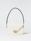 Valentino Logo Plaque Foldover Top Shoulder Bag In Yellow Cream