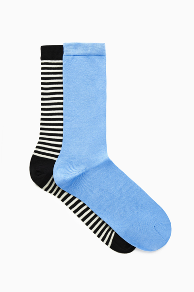 Cos 2-pack Mercerised Cotton Socks In Blue