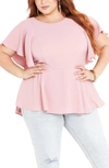 City Chic Romantic Mood Top In Blush