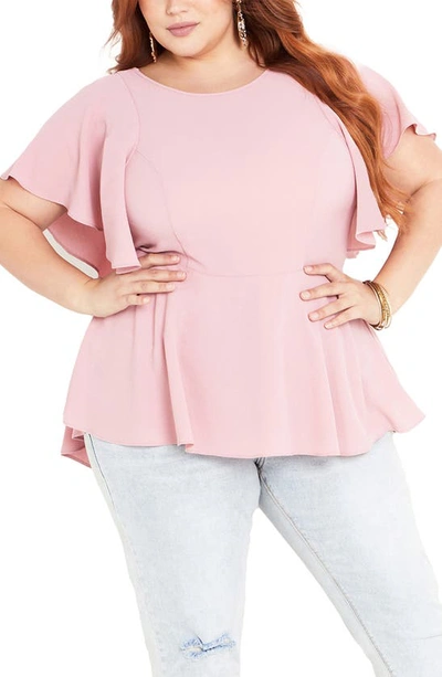 City Chic Romantic Mood Top In Blush