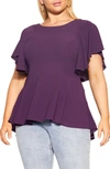 City Chic Romantic Mood Top In Petunia