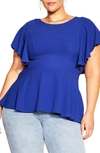 City Chic Romantic Mood Top In Royal Blue