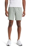 Beyond Yoga Pivotal Performance Shorts In Grey Sage