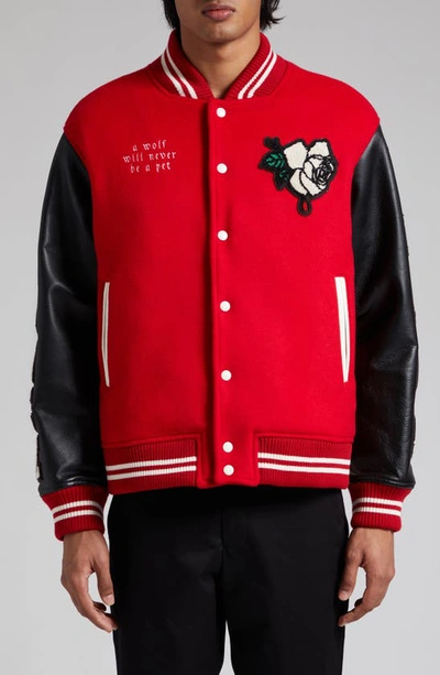 Undercover Patch-detail Buttoned Bomber Jacket In Red