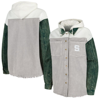 Gameday Couture Gray Michigan State Spartans Vintage Wash Corduroy Full-snap Hooded Shacket In Gray