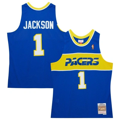 Mitchell & Ness Men's  Stephen Jackson Royal Indiana Pacers Hardwood Classics Retro Name And Number T