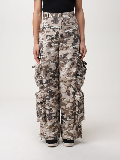 Amiri Camo Print Cotton Drill Wide Leg Pants In Brown