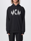 Mcm Floral Print Logo Hoodie In Organic Cotton In Black