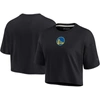 FANATICS SIGNATURE FANATICS SIGNATURE BLACK GOLDEN STATE WARRIORS ELEMENTS SUPER SOFT BOXY CROPPED T-SHIRT