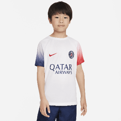 Nike Paris Saint-germain Academy Pro Away Big Kids'  Dri-fit Pre-match Soccer Top In White
