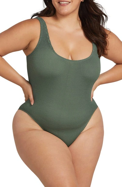 Artesands Kahlo Arte Eco Crinkle A–g Cup One-piece Swimsuit In Sage Green