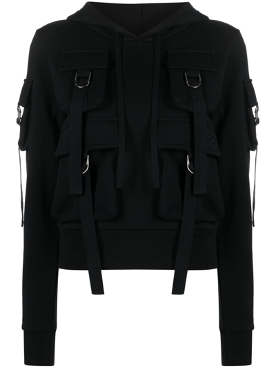 Blumarine Cargo-pockets Cotton Hoodie In Black