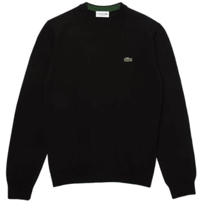 Lacoste New Cotton Crew Knit Ah1985 In Black