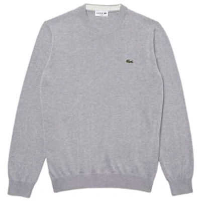 Lacoste New Cotton Crew Knit Ah1985 In Metallic