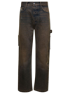 AMIRI BROWN FIVE-POCKET JEANS WITH FADED EFFECT AND RIPS DETAILS IN COTTON DENIM MAN