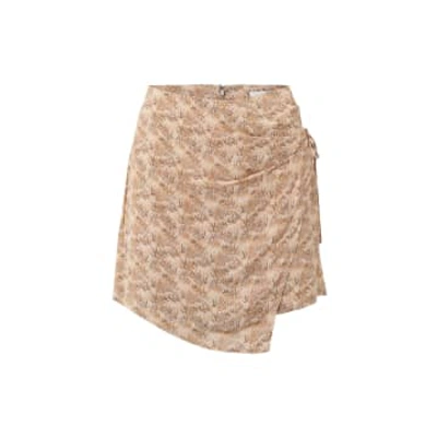 Yaya Ginger Root Beige Dessin Wrap Skort With Bamboo Print In Neturals