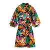 Scotch & Soda Floral Puff Sleeve Linen Blend Shirtdress