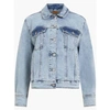 FRENCH CONNECTION BLEACHED OUT DENIM STRETCH TRUCKER JACKET