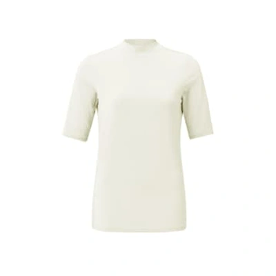 Yaya Onyx White Soft T Shirt With Turtleneck