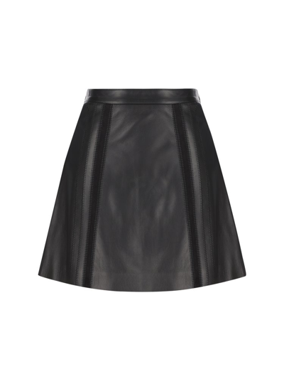 Chloé Suede Embroidered Napa Leather Mini Skirt In Black