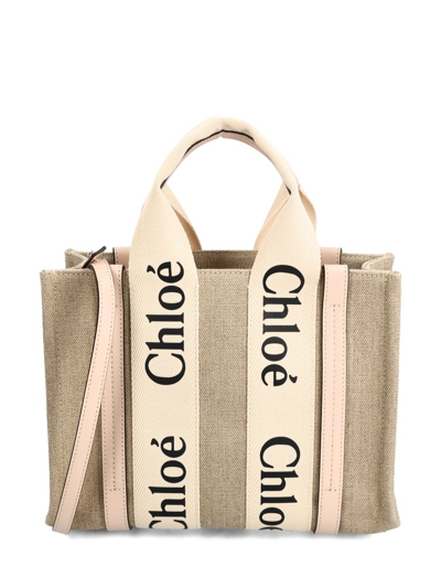 Chloé Small Woody Tote Bag In Beige