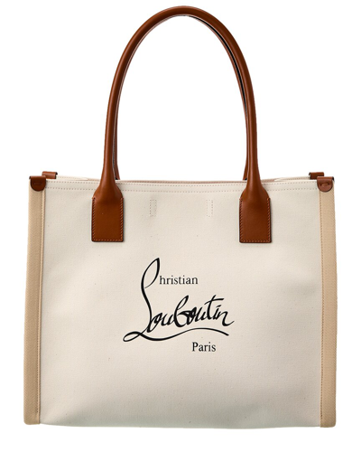 Christian Louboutin Small Nastroloubi Canvas Tote Bag In Beige