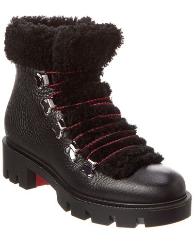 Christian Louboutin Edelvizir Leather & Shearling Bootie In Black