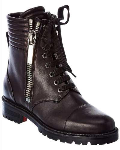 Christian Louboutin En Hiver Lug皮革战地靴 In Black