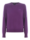 Apc A. P.c. Embroidered Virgin Wool Sweater In Purple