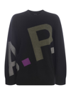 Apc A.p.c. Sweater In Virgin Wool With Logo Pattern In Black
