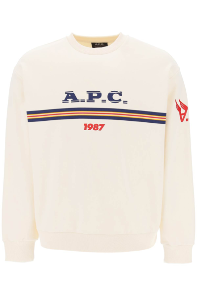 Apc Adam Crewneck Logo Sweater In White