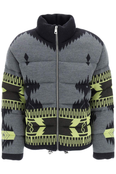 Alanui Icon Jacquard Wool Down Jacket In Grey