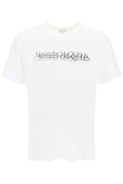 Alexander Mcqueen Logo-print Cotton-jersey T-shirt In White