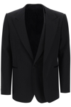 Alexander Mcqueen Trompe L'oeil Jacket In Grain De Poudre In Black