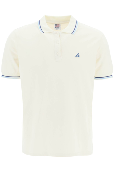 Autry Logo-patch Short-sleeved Polo Shirt In White