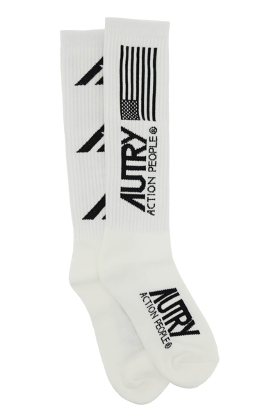 Autry Socks With Logo In White