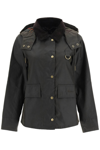 Barbour Avon Wax Waxed Cotton Jacket With Detachable Hood In Brown