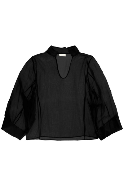 By Malene Birger 'lomaria' Lightweight Canvas Blouse In Black