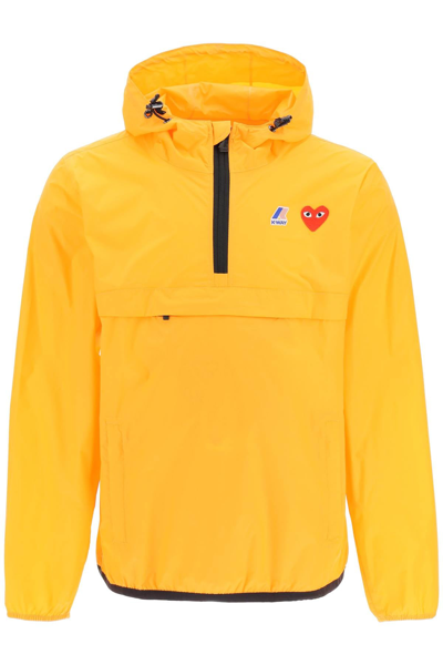 Comme Des Garçons Play Hooded Zip Jacket In Yellow