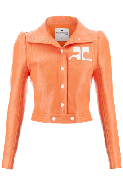 Courrèges Reedition Vinyl Cropped Jacket In Orange