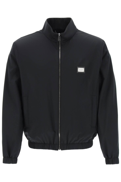 Dolce & Gabbana Blouson Jacket With Metal Logo Tag In Black