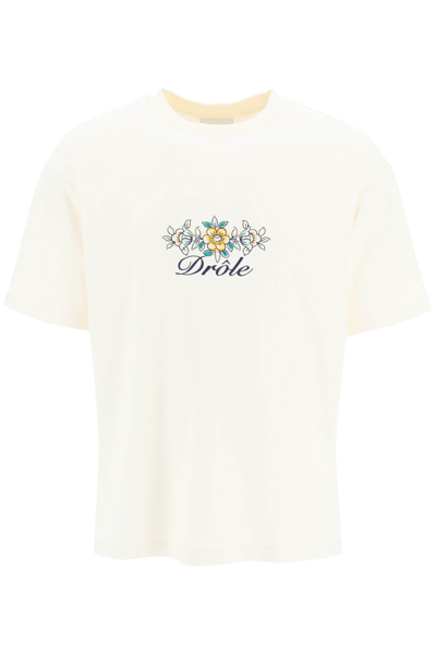 Drôle De Monsieur Logo刺绣棉t恤 In Cream