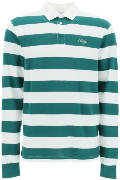 Drôle De Monsieur Stripe-print Long-sleeved Polo Shirt In Multi-colored