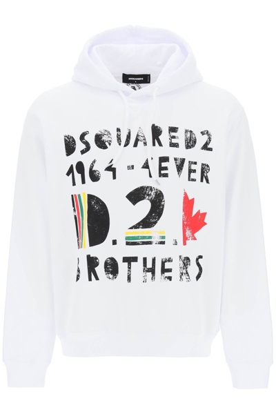 Dsquared2 Graphic-print Cotton Hoodie In White
